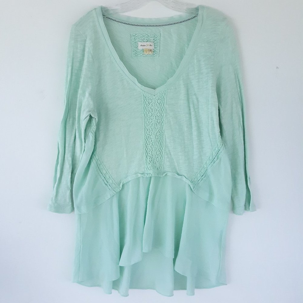 Anthro Meadow Rue Large Melons Mint Green Top